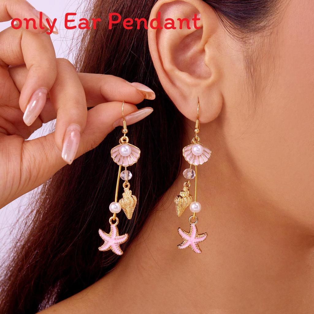 Natural Shell Alloy Earrings With Electroplating For Trendy Beach Party Accessories
