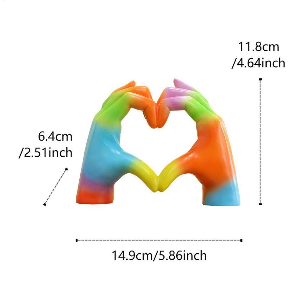 

Heart Shaped Sculpture Hand Statue Rainbow Love Decor Resin Home Decorations Collectible Figurines For Desk Table Office Living