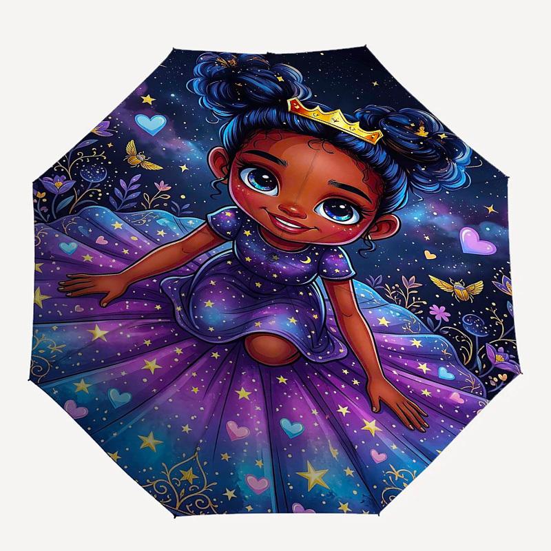 

1PC Princess Starry Umbrella-8-Rib Reinforced, Automatic Open, Lightweight & Durable, Fashion Accessory for Outdoor, Beach L0390