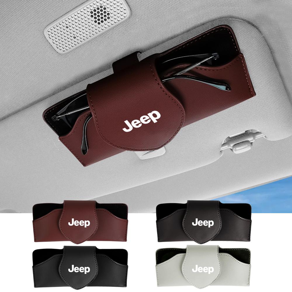 Car Sun Visor Glasses Storage Box Sunglasses Clip Holder Accessories For JEEP Wrangler Grand Cherokee Renegade Compass Valve Cap