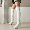 Women's High-heeled Boots, Sexy European and American Style Waterproof Platform Thick Heel Solid Color Large-size Knee Boots
