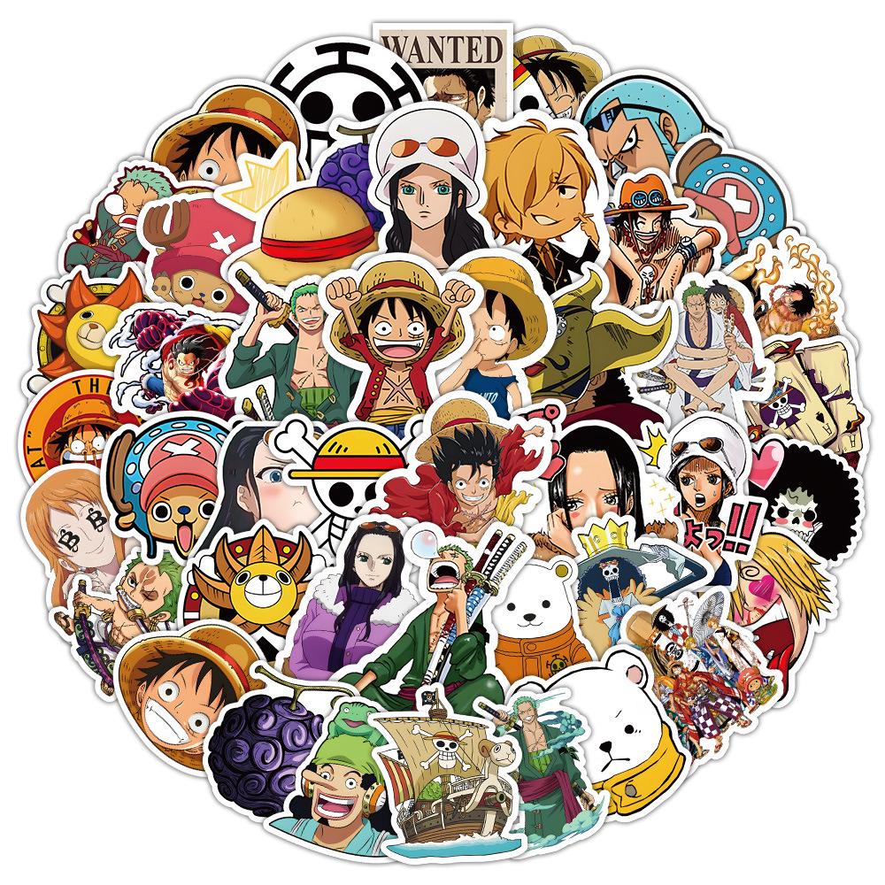 50 One Piece Stickers - Cartoon Anime Luffy & Zoro Decorations for Phone Cases & Water Bottles