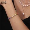 EFFIE QUEEN 925 Sterling Silver White Shell Pearl With Colorful Beads Ornament Color Mixing Design New Item Hand Accessory PSB07