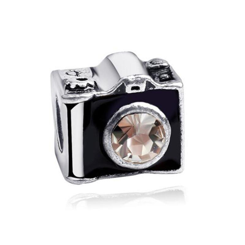 Btuamb New Fashion Crystal Hollow Camera Cat Claw Leaves Crown Heart Charms Beads Fit Fashion Bracelets for Women Making Jewelry