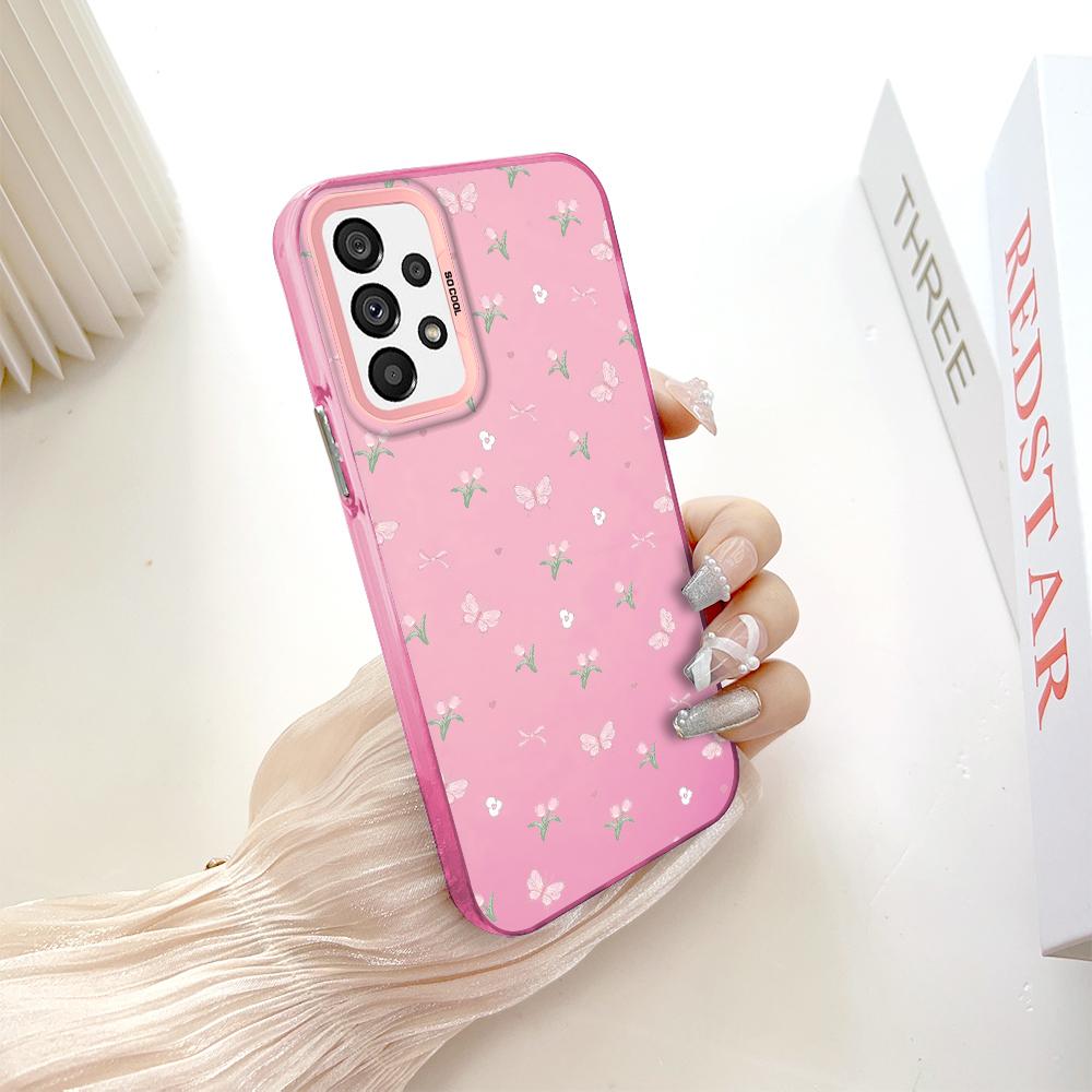 Painted Pattern Colorful Sliver Double Sided Hard Shell Shockproof Anti-fall Phone Casing for Samsung