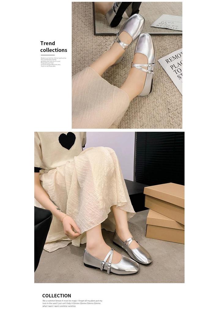 2025 French-Style Silver Mary Jane Flats: Women's Low Heel Moccasins for Spring/Autumn Fashion