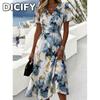 Abiti casual con scollo a V a maniche corte primavera estate moda donna