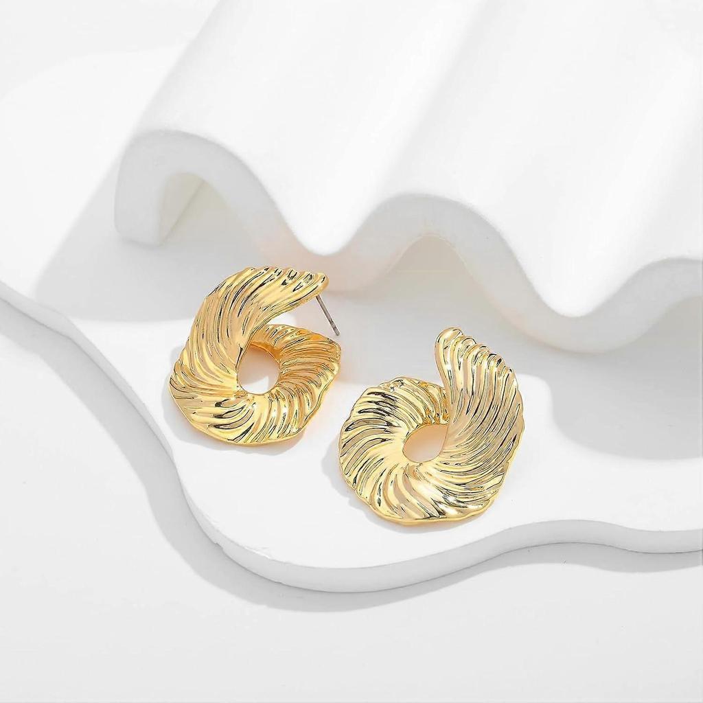 Irregular Gold Stud Earrings for Women Hammered Silver Stud Earrings Statement Geometric Earrings Vintage Gold Earrings