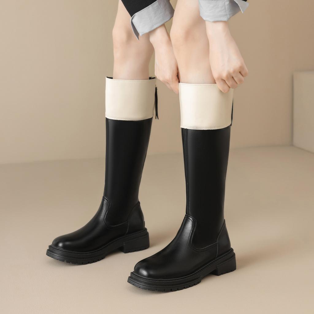 Fashion New Autumn Cowboy Boots For Women Fashion Slip On Pipe Boots Female Square High Heel Winter Long barreled knight women's boots