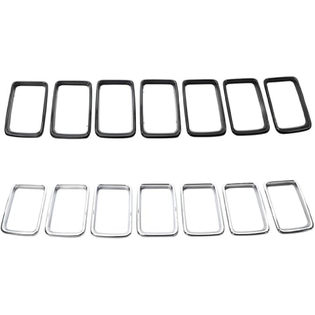 7PCS Front Grill Inserts Grille Cover Trim, Front Grill Rings Grille Inserts Cover Trim Kit, Compatible with Jeep Grand Cherokee 2014-2016, Chrome