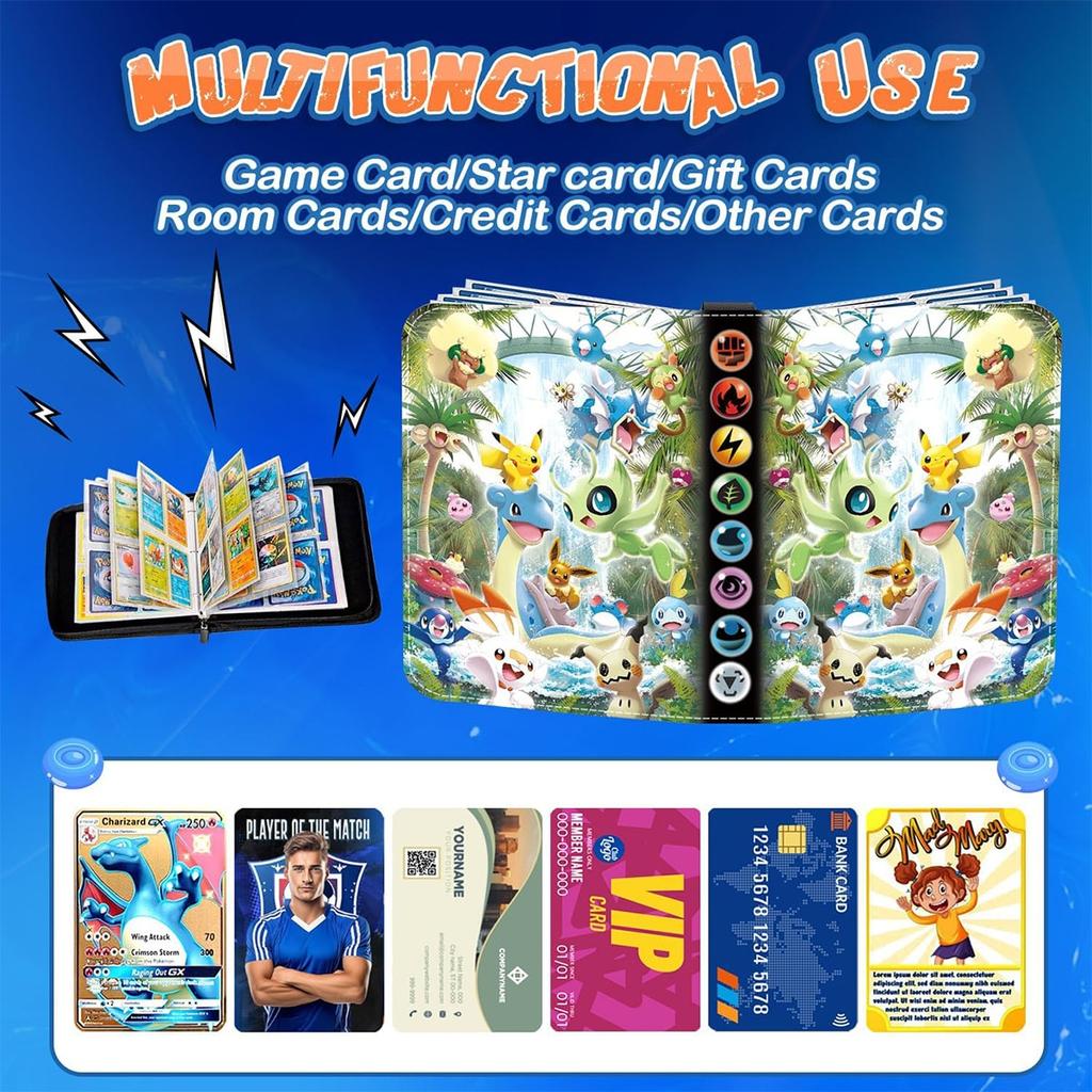 Card Album 4 Compartments 400 Slots 50 Pages 24x18x5cm Multicolor Wear Resistant Waterproof