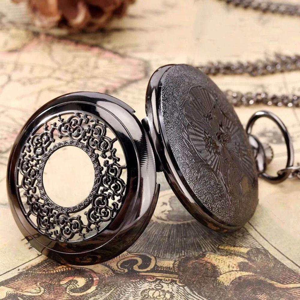Hollow Steampunk Pocket Watch Quartz Roman Numerals Flip Pocket Watch Decorative Timepiece With Chain Pendant Watch Gift Watch