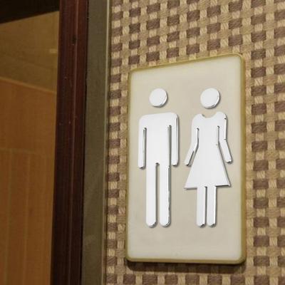 2Pcs Acrylic Bathroom Mirror Sign Adhesive Restroom Door Toilet 3D Men Women Sign Business Restaurant Office Hotel Washroom Wall Identification