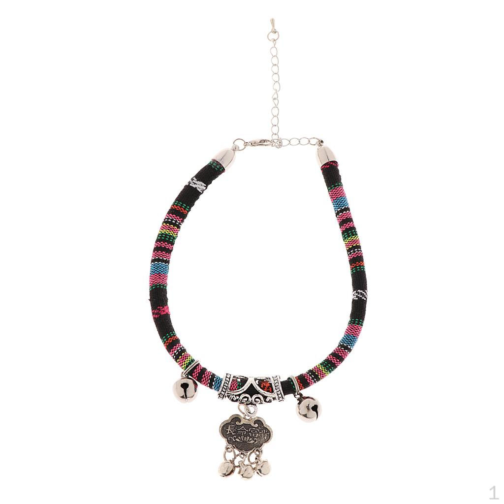 

Adjustable Ethnic Style Handmade Necklace for Small Pet dog Gift чёрный