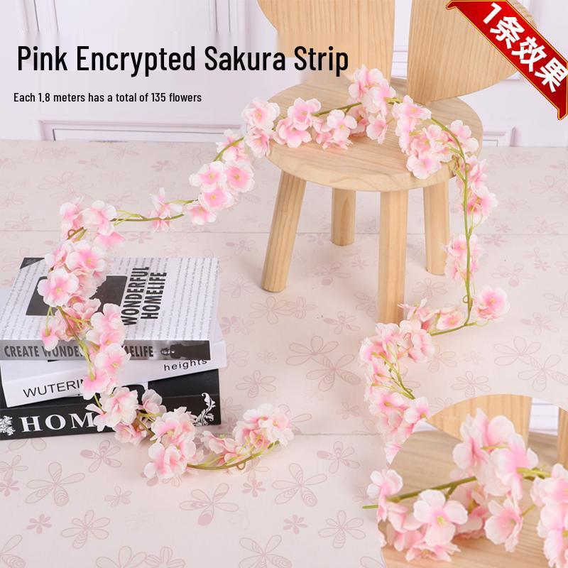 Artificial Cherry Blossom Vine: Indoor Ceiling Wedding Decoration, Rattan Pipe Cover