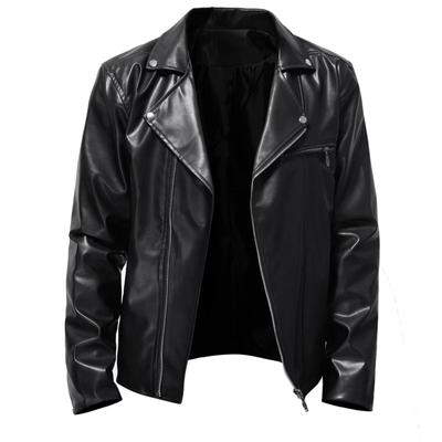 Men's Multi Pocket PU Jacket Punk Men's Motorcycle Leather Jacket Zippered Cardigan Leather Jacket