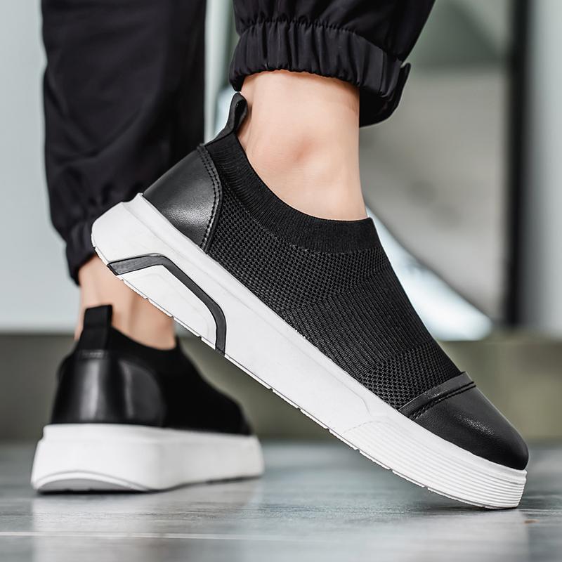 Men's Sneaker Breathable Platform Hiking Outdoor Lazy Loafers Black Versatile Lightweight Thick Soled Casual Walking Shoes 39-44