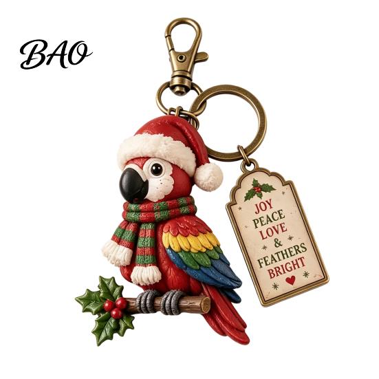 Holiday Keychain Accessories Christmas Santa Claus Keychain, Cartoon Snowman Reindeer Elf Highland Cow Stocking Stuffer Keyring, Xmas Character