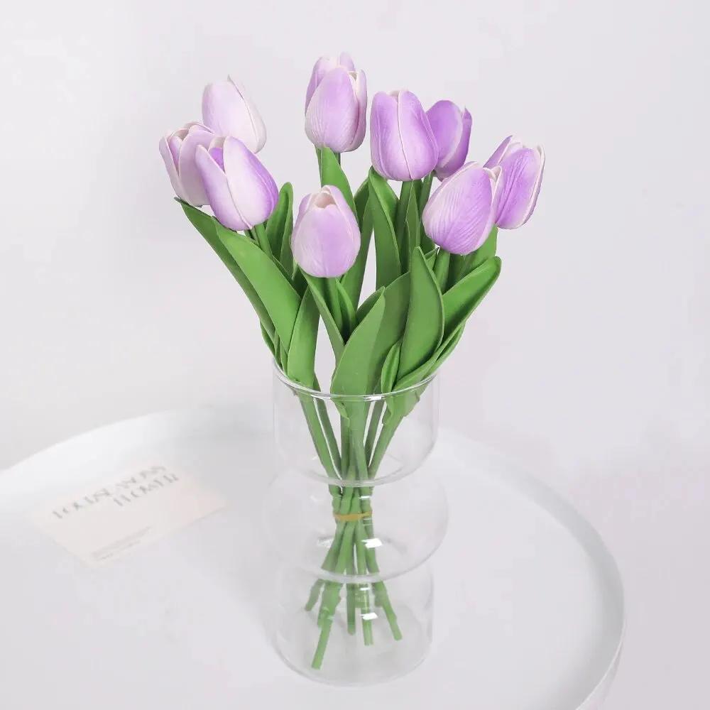 10Pcs Tulip Artificial Flowers Real Touch Bouquet Fake Flowers for Home Bedroom Decor Garden Wedding Decoration Vase Accessories
