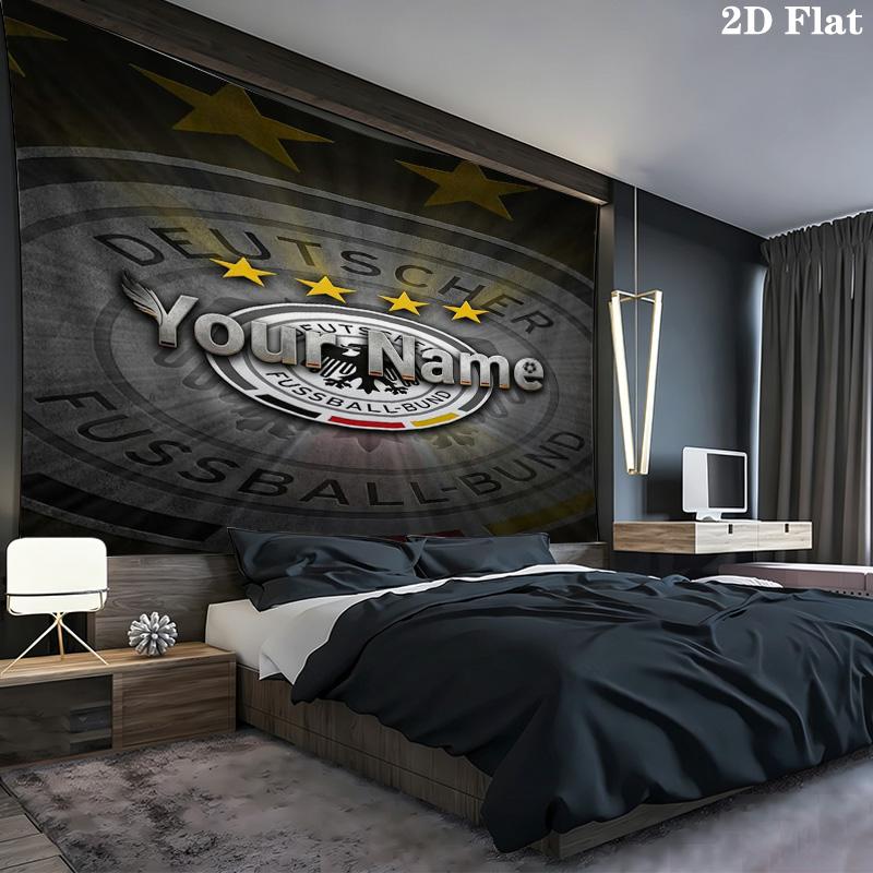 German Football Crest Custom Name Wall Tapestry Aesthetic Wall Hanging Printed Fabric Blanket Decorative Tapestries For Bedroom Living Room Home Decor