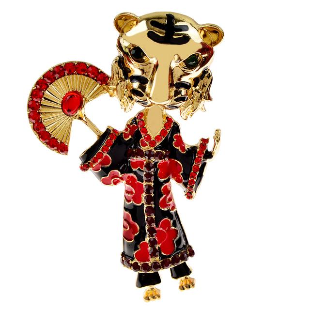 

New Arrival Rhinestone Tiger With Clothes Brooches Unisex Enamel Adorable Cartoon Animal Pin Brooch Pins Event Gathering Office Jewelry Giveaway красный