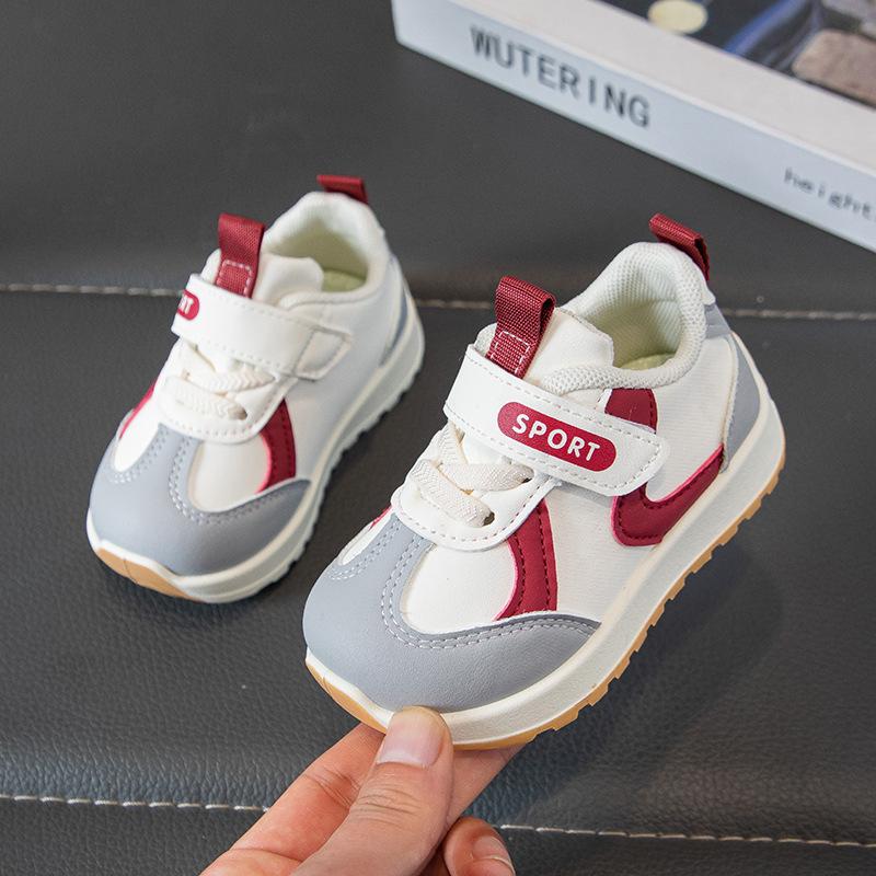 

[Kids Block Velcro Sneakers Soft Sole Non Slip Casual Sneakers for Boys Girls] size 18 красный