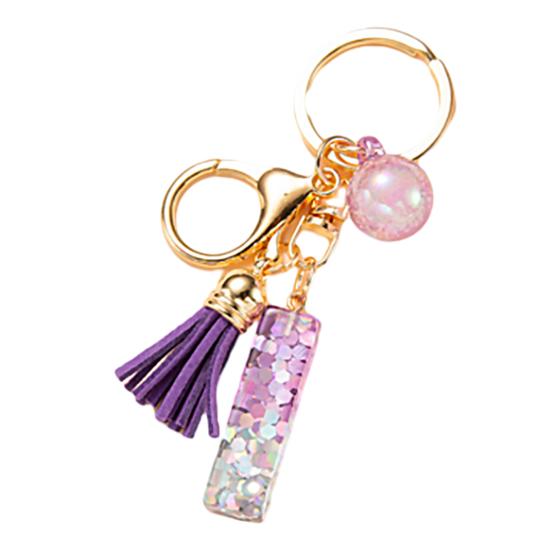 Portachiavi Personalizzato Con Iniziale A-Z In Resina Rosa E Viola – Simpatico Ciondolo Per Borsa - 2