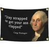 Funny Tapestry Stay Strapped or Get Your Ass Clapped Flag 3×5 Ft Tapestry Funny Flags with Brass Grommets for DecorCollege Dorm Room Wall, Living