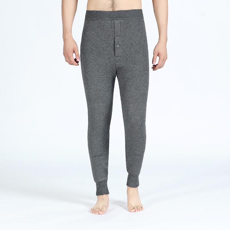 Męskie bezszwowe modelujące wyszczuplające spodnie bazowe zatrzymujące ciepło z wełny jagnięcej