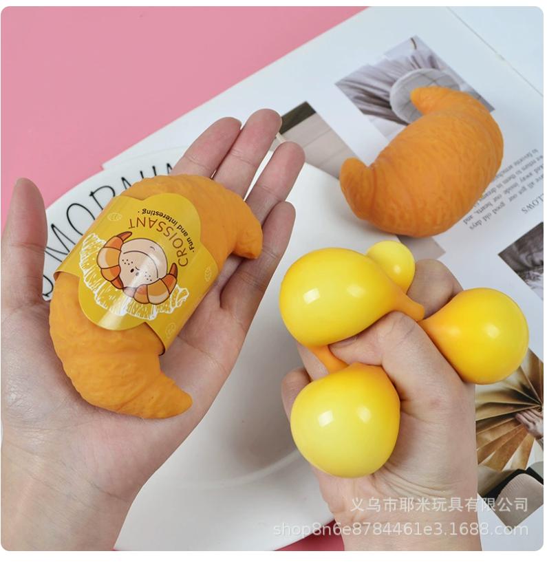 Squishy Croissant Squeeze Toy Cute Stress Ball Super Soft Food Creative Simulation Bread Anti-Anxiety Toys Fidgeting Pinch Toys