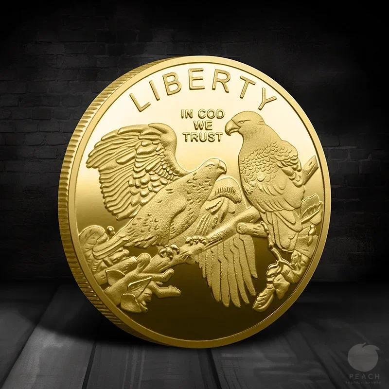 Souvenir Coin American Eagle of Liberty Commemorative Coin Double Eagle Lucky Gold Silver Coin Commemorative Medal