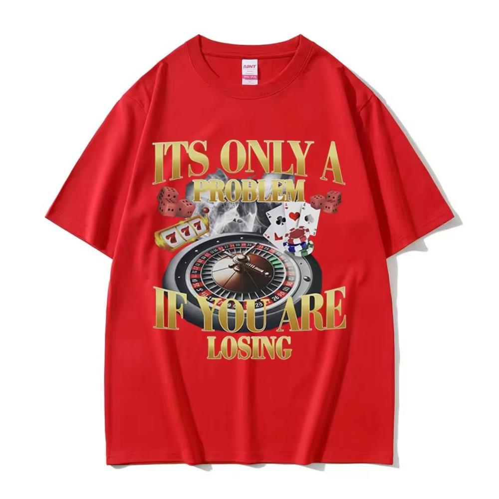 Zwycięzcy Nigdy Się Nie Poddają Zabawny Meme Hazardowy Koszulka Unisex Vintage Wysoka Jakość Moda Damskie Koszulki Casual Bawełniana Oversize Koszulka