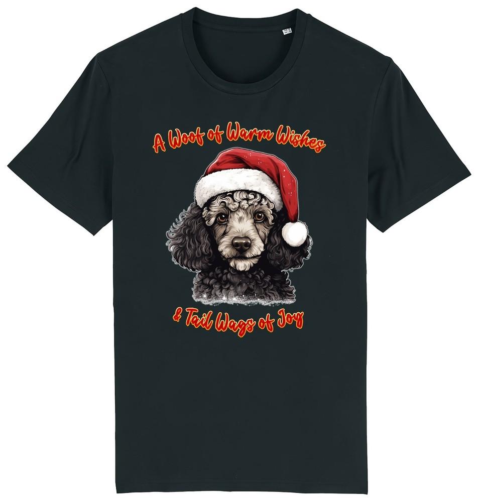 

Kids POODLE Christmas T-Shirt Santa Dog Woof Wishes Dogs Stocking Filler Child 2XL
