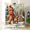 Gingerbread Man and Reindeer In Snow Patterned Flannel Blanket Perfect for the Bedroom Living Room, Sofa, or a Little Nap