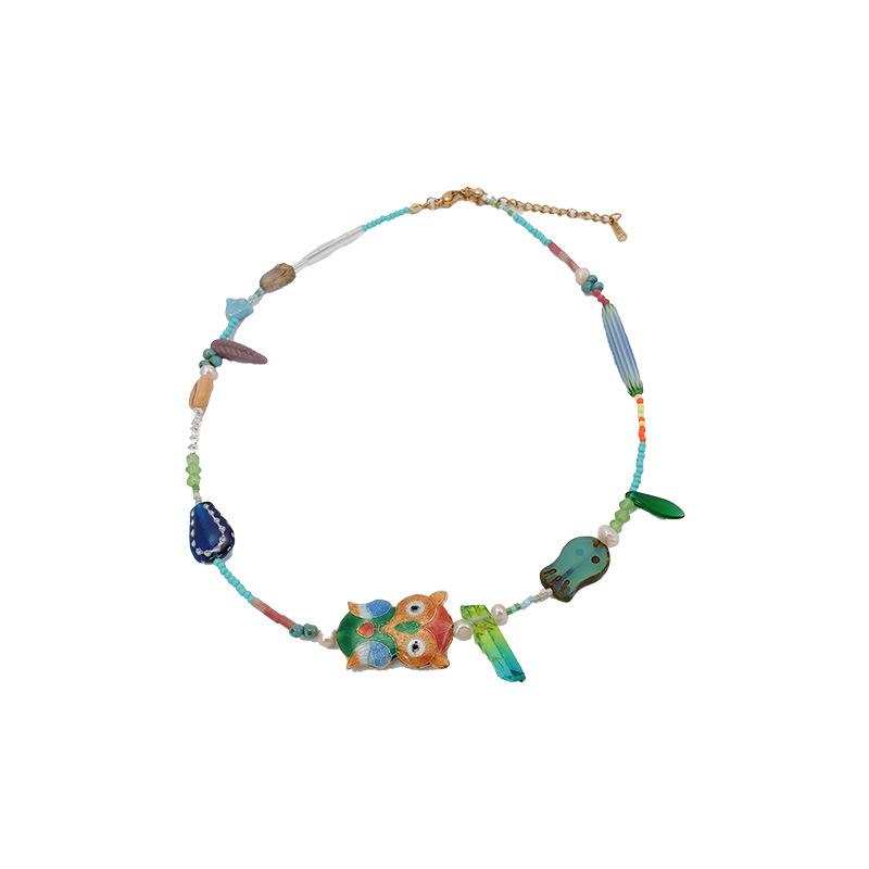 Owl Necklace Cartoon Animal Water Drop Dopamine Collarbone Chain Accessories Simple High Sense New Chinese Neck Chain Women