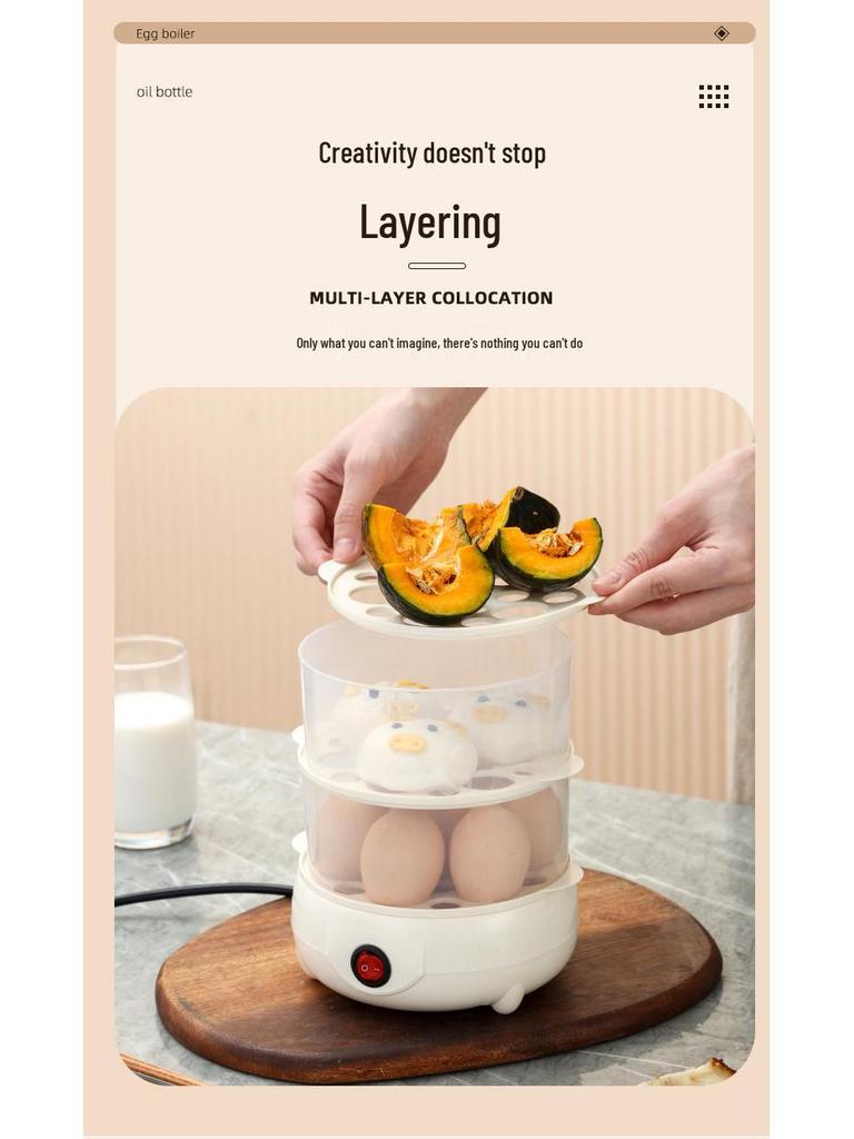 Stainless Steel Double-Layer Egg Steamer: Automatic Mini Breakfast Cooker