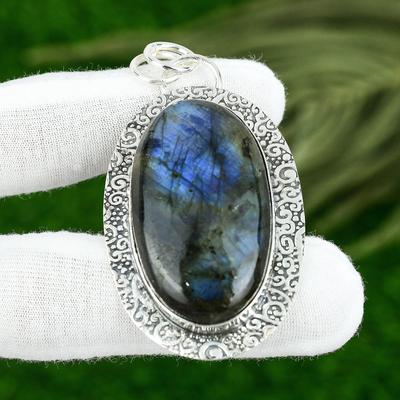 925 Sterling Silver Labradorite Gemstone Sister Artisan Birthday Pendant Jewelry