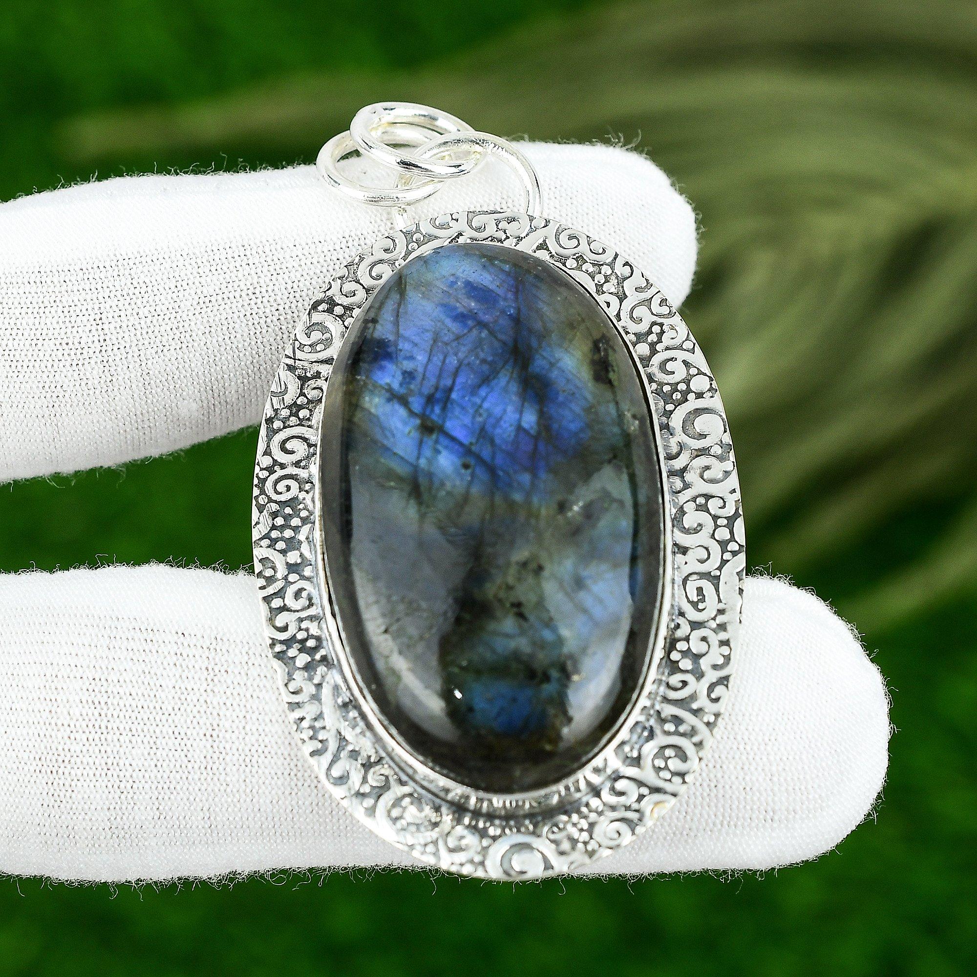 

925 Sterling Silver Labradorite Gemstone Sister Artisan Birthday Pendant Jewelry