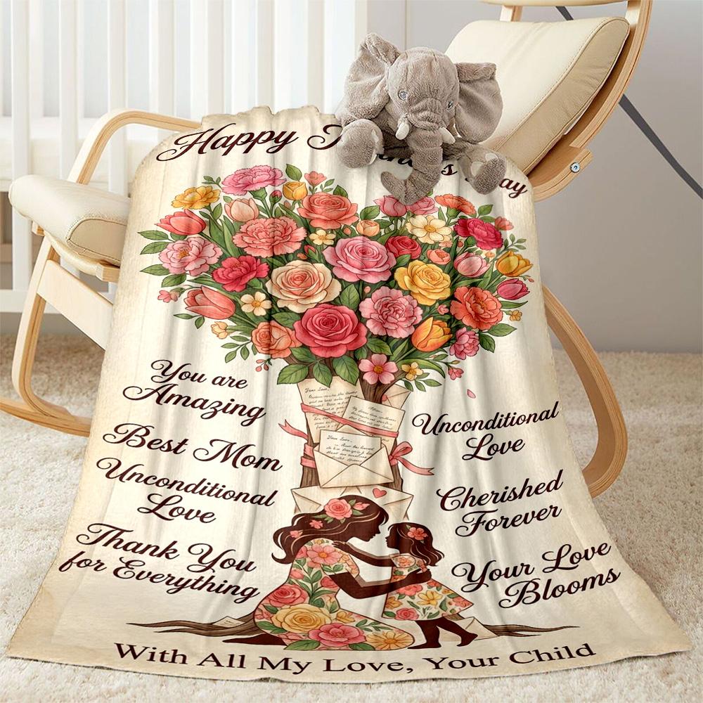 Mother's Day Greeting Blanket Suitable for sofas,travel, living rooms also a good gift for friends and family Suitable for all seasons.