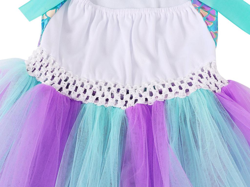 Meerjungfrauen-Prinzessinnen-Fischschwanzkleid mit Kopfschmuck für Mädchen - Ideal für Auftritte, Hochzeiten und Fotografie