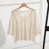Sibaishu Women's Loose Fit Batwing Sleeve Hollow Knit Top