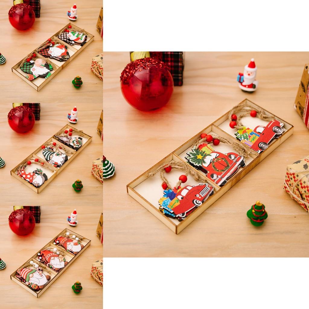 Unique Three-compartment Wooden Christmas Ornament Box In Playful Cartoon Style
