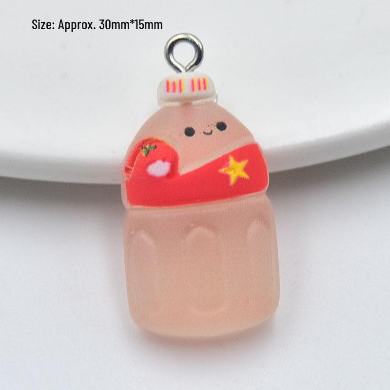 Luminous Resin Cartoon Drink Bottle Pendant for DIY Jewelry Accessories