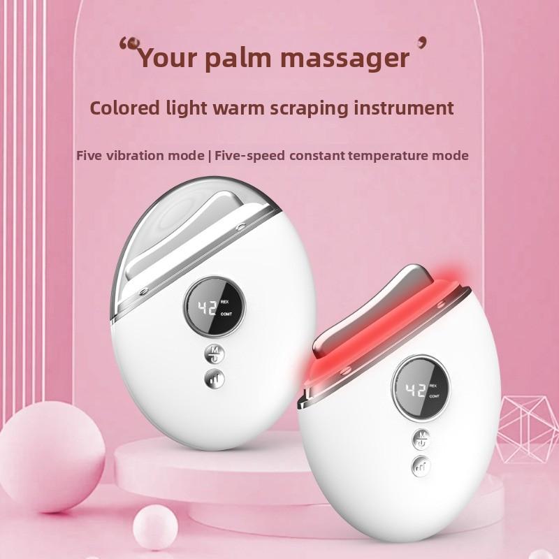 5-Speed Rechargeable Gua Sha Massager – Facial Lifting & Neck Sculpting Tool with LED Light Therapy & Heating Function
