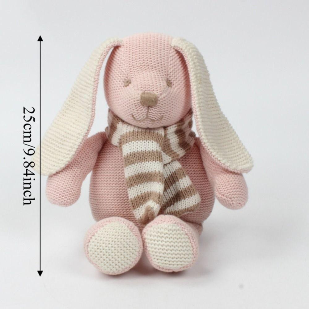 Soft Cotton Knitted Rabbit Doll Handmade Soothing Plush Toy Plush Rabbit Doll  Newborn