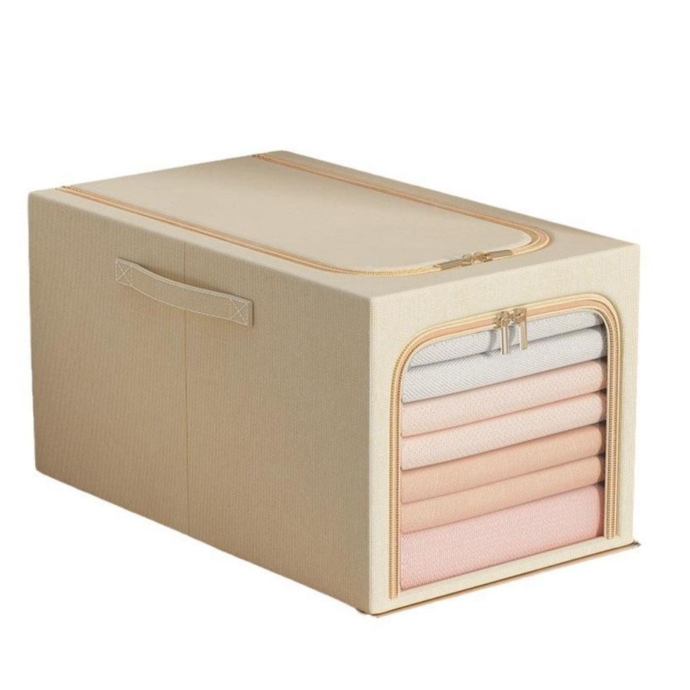 

Large Capacity Closet Clothes Storage Bins Clear Window Clothes Storage Box Thick Fabric 31L бежевый