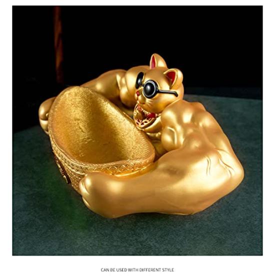 Lucky Cat Figurine A Muscular Cat That Brings Good Fortune and Perfect for Storing Keys and Other Small A and Stylish Decorative Made of Resin Great