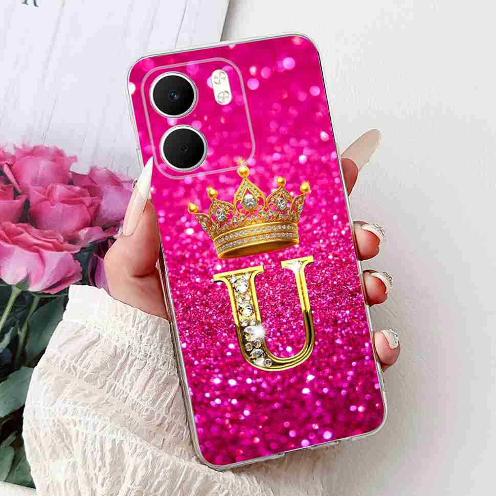 For Oppo A5x 4G CPH2725 Case Fashion Flower Crown Soft Silicone TPU Cover For Oppo A5X A5x 5G 6.67" Letter A-Z Phone Shell Capa