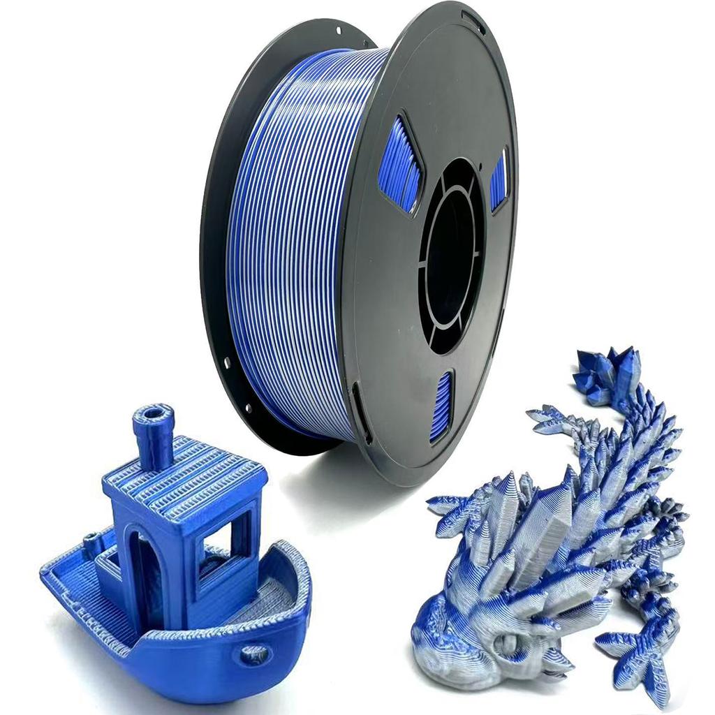1KG 1.75mm PLA Silk Dual Color 3D Printer Filament Multiple Extruded Plastic Rods Including PETG Nylon Available Materials PPA