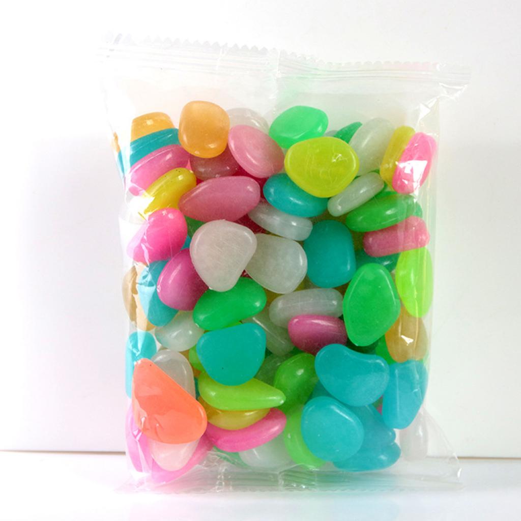 300pcs Luminous Pebble Stone Glow In The Dark Pebbles Colorful Gravel for Aquarium Fish Tank Ornament